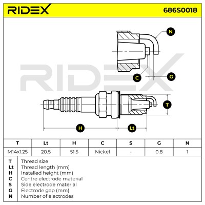 Świeca Zapłonowa RIDEX 686S0018 686S0018 - foto 6