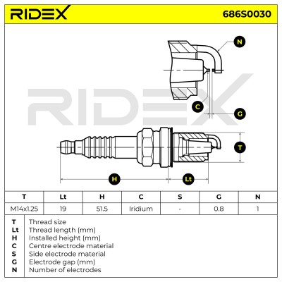 Świeca Zapłonowa RIDEX 686S0030 686S0030 - foto 6