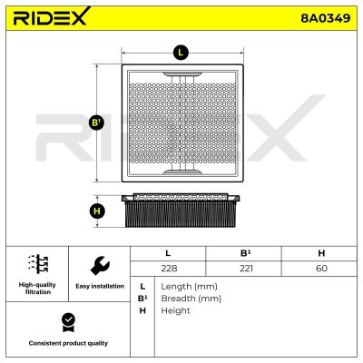 Filtr Powietrza RIDEX 8A0349 8A0349 - foto 5