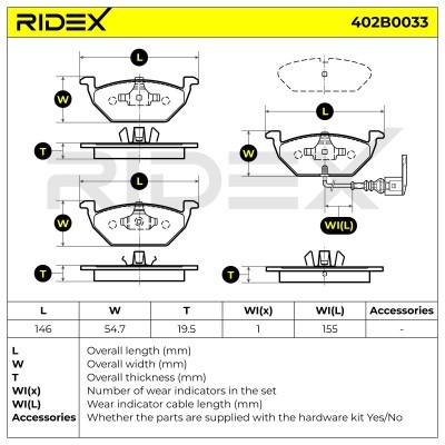 Klocki hamulcowe RIDEX 402B0033 402B0033 - foto 4