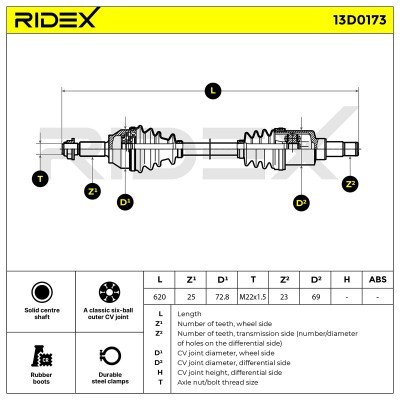 Półoś Napędowa RIDEX 13D0173 13D0173 - foto 6