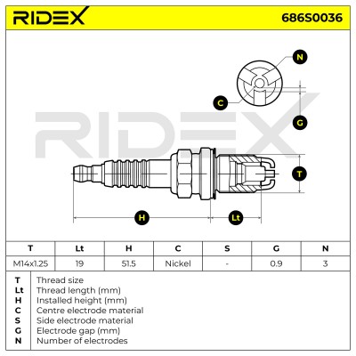 Świeca Zapłonowa RIDEX 686S0036 686S0036 - foto 6