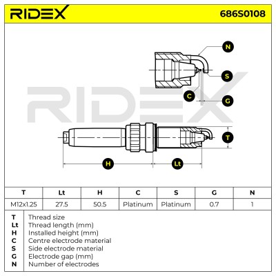 Świeca Zapłonowa RIDEX 686S0108 686S0108 - foto 6