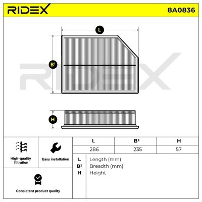 Filtr Powietrza RIDEX 8A0836 8A0836 - foto 6
