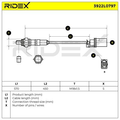 Sonda Lambda RIDEX 3922L0797 3922L0797 - foto 7