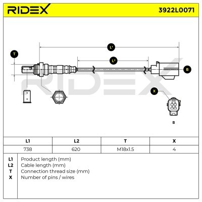 Sonda Lambda RIDEX 3922L0071 3922L0071 - foto 5