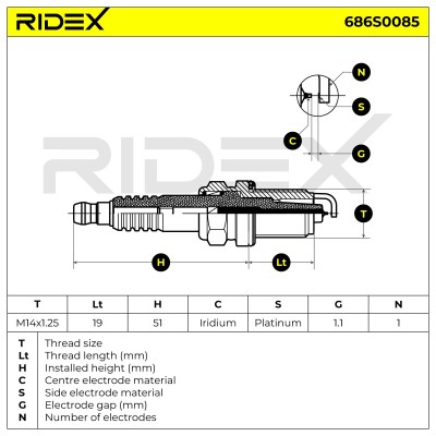Świeca Zapłonowa RIDEX 686S0085 686S0085 - foto 6