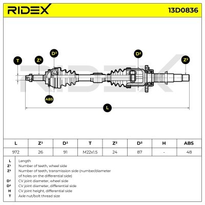 Półoś Napędowa RIDEX 13D0836 13D0836 - foto 16
