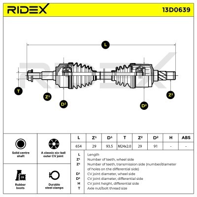 Półoś Napędowa RIDEX 13D0639 13D0639 - foto 7