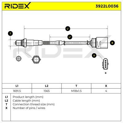 Sonda Lambda RIDEX 3922L0036 3922L0036 - foto 6