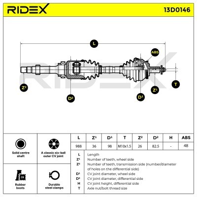 Półoś Napędowa RIDEX 13D0146 13D0146 - foto 3