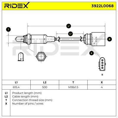 Sonda Lambda RIDEX 3922L0068 3922L0068 - foto 6
