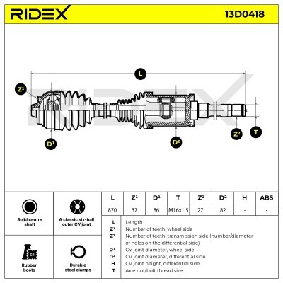 Półoś Napędowa RIDEX 13D0418 13D0418 - foto 6
