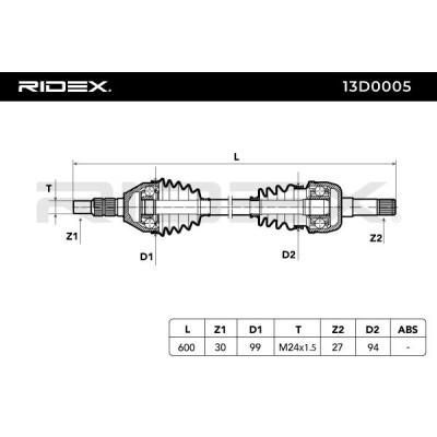 Półoś Napędowa RIDEX 13D0005 13D0005 - foto 5