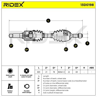 Półoś Napędowa RIDEX 13D0198 13D0198 - foto 6