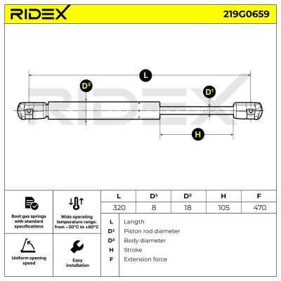 Amortyzator Pokrywy Bagażnika RIDEX 219G0659 219G0659 - foto 6