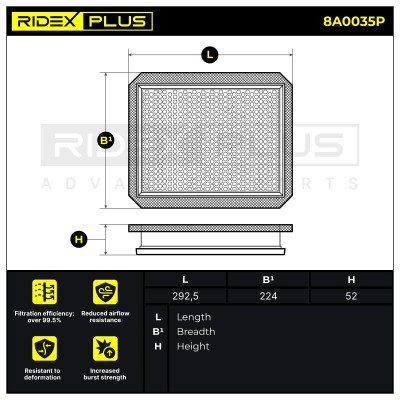 Filtr Powietrza RIDEX 8A0035P 8A0035P - foto 7