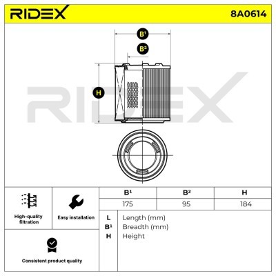 Filtr Powietrza RIDEX 8A0614 8A0614 - foto 6