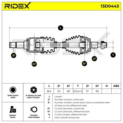 Półoś Napędowa RIDEX 13D0443 13D0443 - foto 6