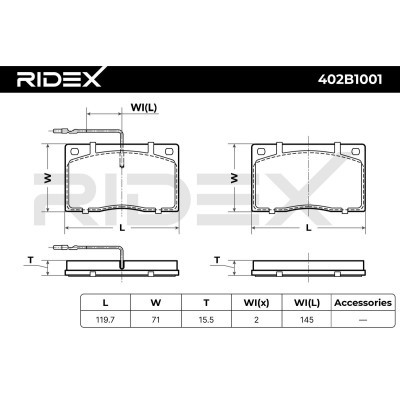 Klocki hamulcowe RIDEX 402B1001 402B1001 - foto 6