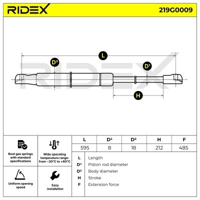 Amortyzator Pokrywy Bagażnika RIDEX 219G0009 219G0009 - foto 7