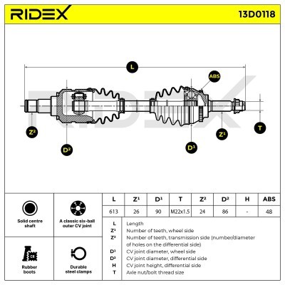 Półoś Napędowa RIDEX 13D0118 13D0118 - foto 4