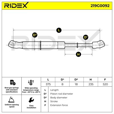 Amortyzator Pokrywy Bagażnika RIDEX 219G0092 219G0092 - foto 7