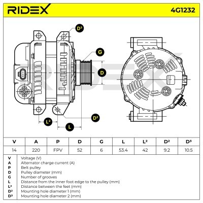 Alternator RIDEX 4G1232 4G1232 - foto 6