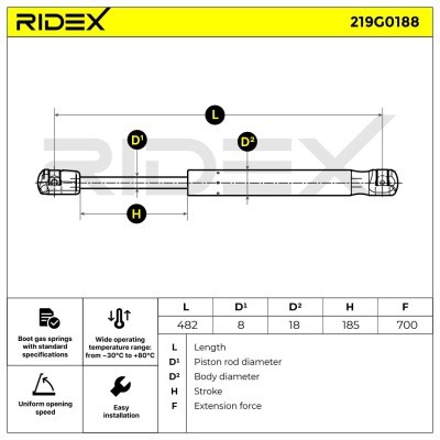 Amortyzator Pokrywy Bagażnika RIDEX 219G0188 219G0188 - foto 7