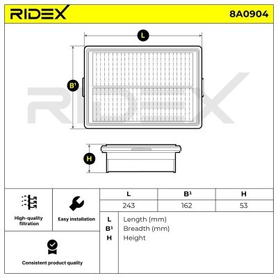 Filtr Powietrza RIDEX 8A0904 8A0904 - foto 6