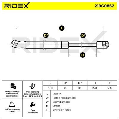 Amortyzator Pokrywy Bagażnika RIDEX 219G0862 219G0862 - foto 6