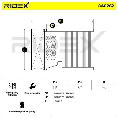 Filtr Powietrza RIDEX 8A0262 8A0262 - foto 2