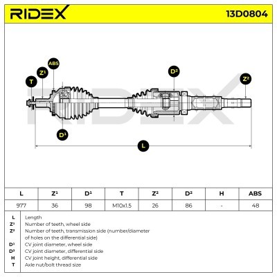 Półoś Napędowa RIDEX 13D0804 13D0804 - foto 7