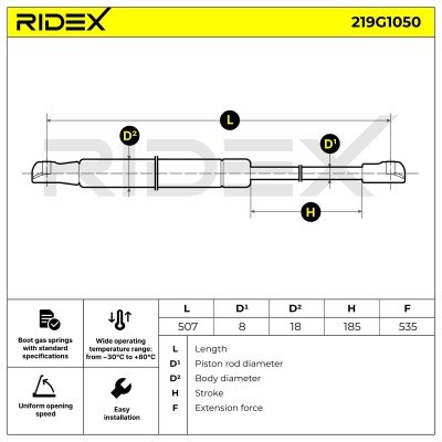 Amortyzator Pokrywy Bagażnika RIDEX 219G1050 219G1050 - foto 6