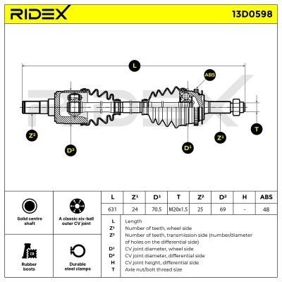 Półoś Napędowa RIDEX 13D0598 13D0598 - foto 7