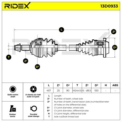 Półoś Napędowa RIDEX 13D0933 13D0933 - foto 8
