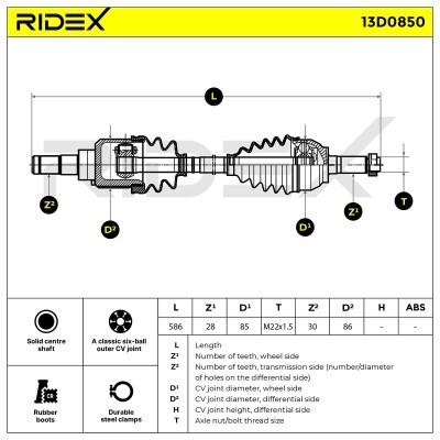 Półoś Napędowa RIDEX 13D0850 13D0850 - foto 8