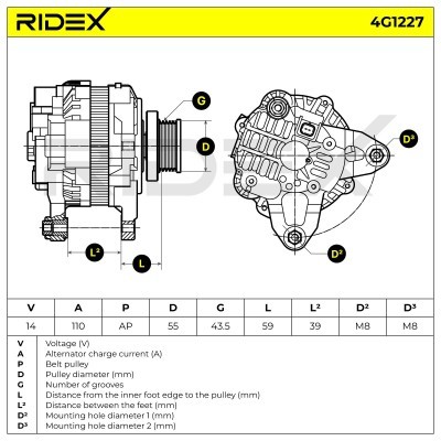 Alternator RIDEX 4G1227 4G1227 - foto 5