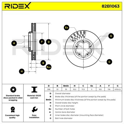 Tarcza hamulcowa RIDEX 82B1063 82B1063 - foto 3