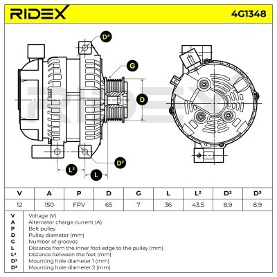 Alternator RIDEX 4G1348 4G1348 - foto 7