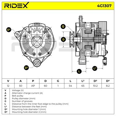 Alternator RIDEX 4G1307 4G1307 - foto 8