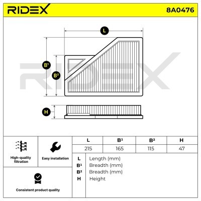 Filtr Powietrza RIDEX 8A0476 8A0476 - foto 5