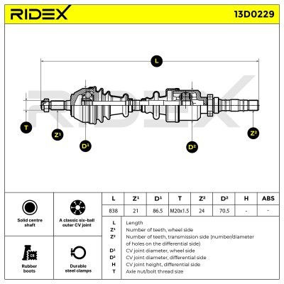 Półoś Napędowa RIDEX 13D0229 13D0229 - foto 5
