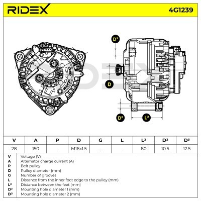 Alternator RIDEX 4G1239 4G1239 - foto 5