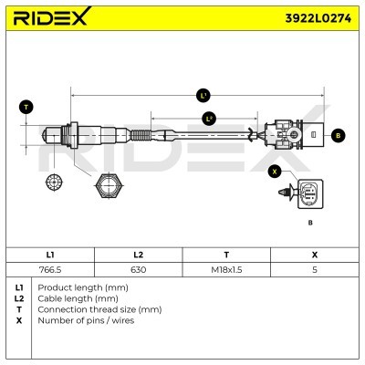 Sonda Lambda RIDEX 3922L0274 3922L0274 - foto 5