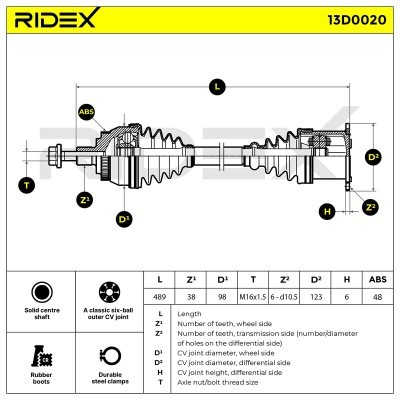 Półoś Napędowa RIDEX 13D0020 13D0020 - foto 4