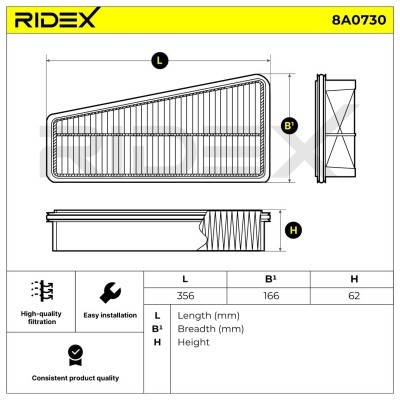 Filtr Powietrza RIDEX 8A0730 8A0730 - foto 6