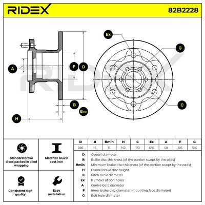 Tarcza hamulcowa RIDEX 82B2228 82B2228 - foto 7