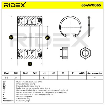 Łożysko Koła RIDEX 654W0065 654W0065 - foto 3