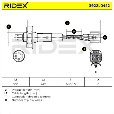 Sonda Lambda RIDEX 3922L0442 3922L0442 - foto 6